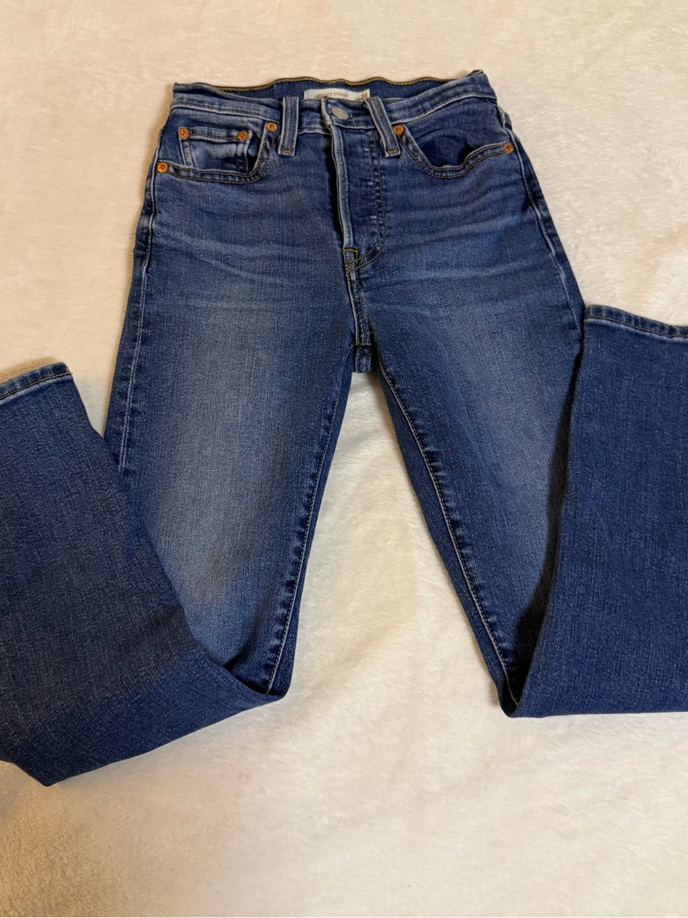 Levi’s Wedgie Straight Jeans Women’s 24 Blue High Rise Stretch Denim